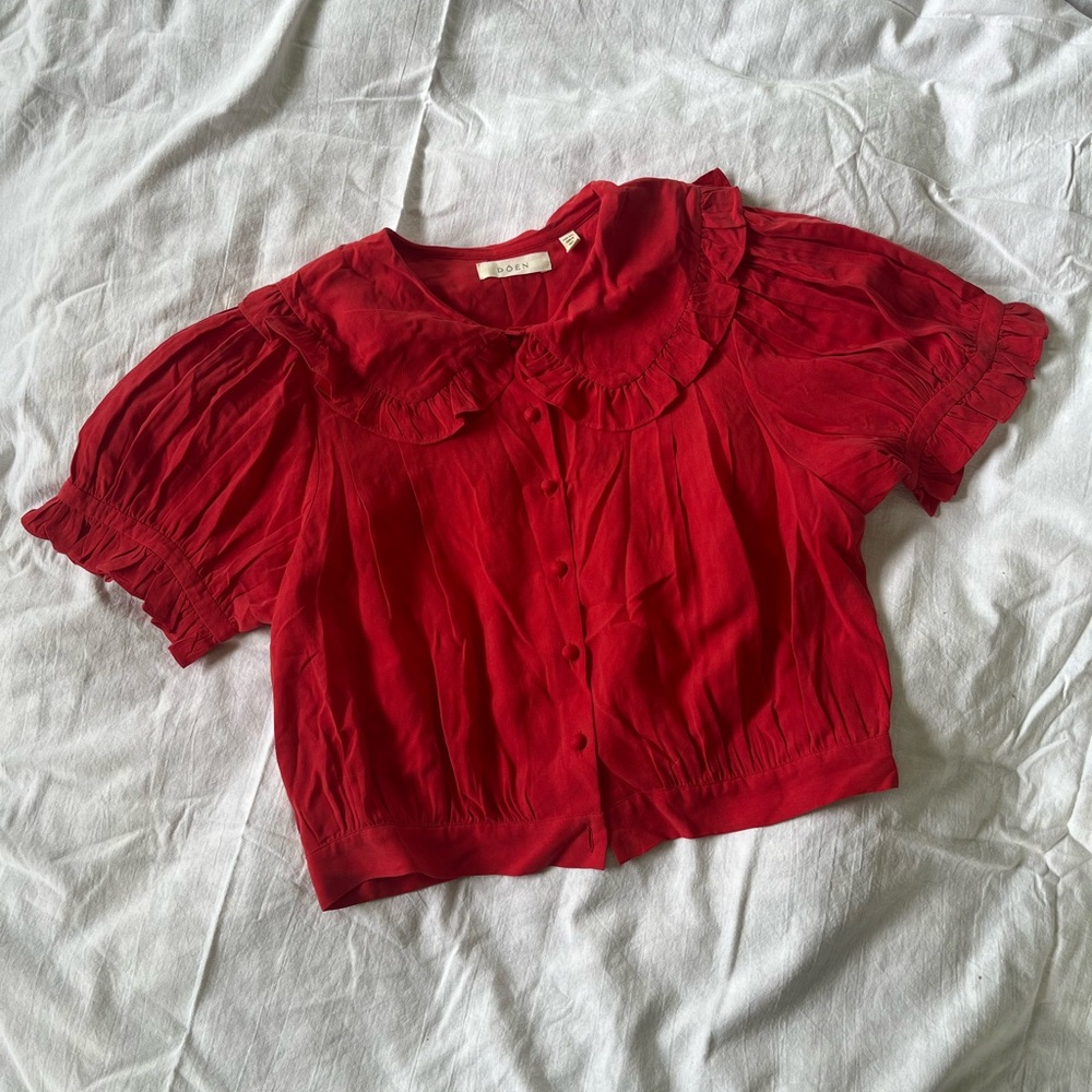 DÔEN Sparrow Silk Top | M | Red